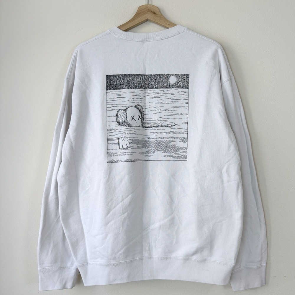 KAWS x Uniqlo Companion Art White Cream Crewneck Sweatshirt - Large